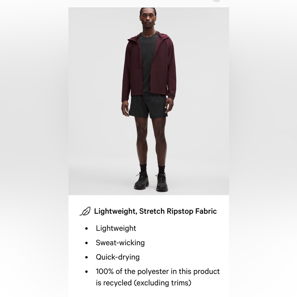 NWT Lululemon Men’s Mile Ripstop Lines 6” Shorts - atmospheric purple - Picture 4 of 16